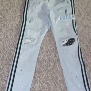 Blue and white men's Bandanna jeans